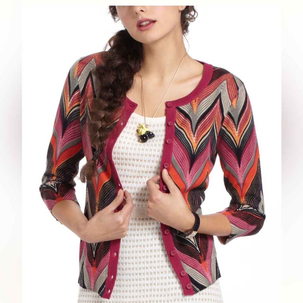 Anthropologie Tabitha Chevron Cardigan Size Medium